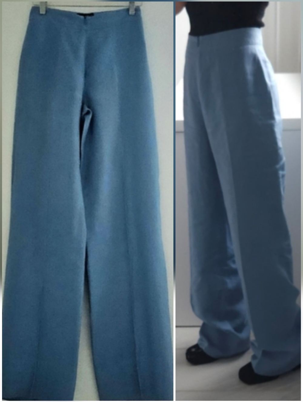 Callaghan Romeo Gigli 70's Baby Blue Linen X-tra High Waist Wide Leg Trousers